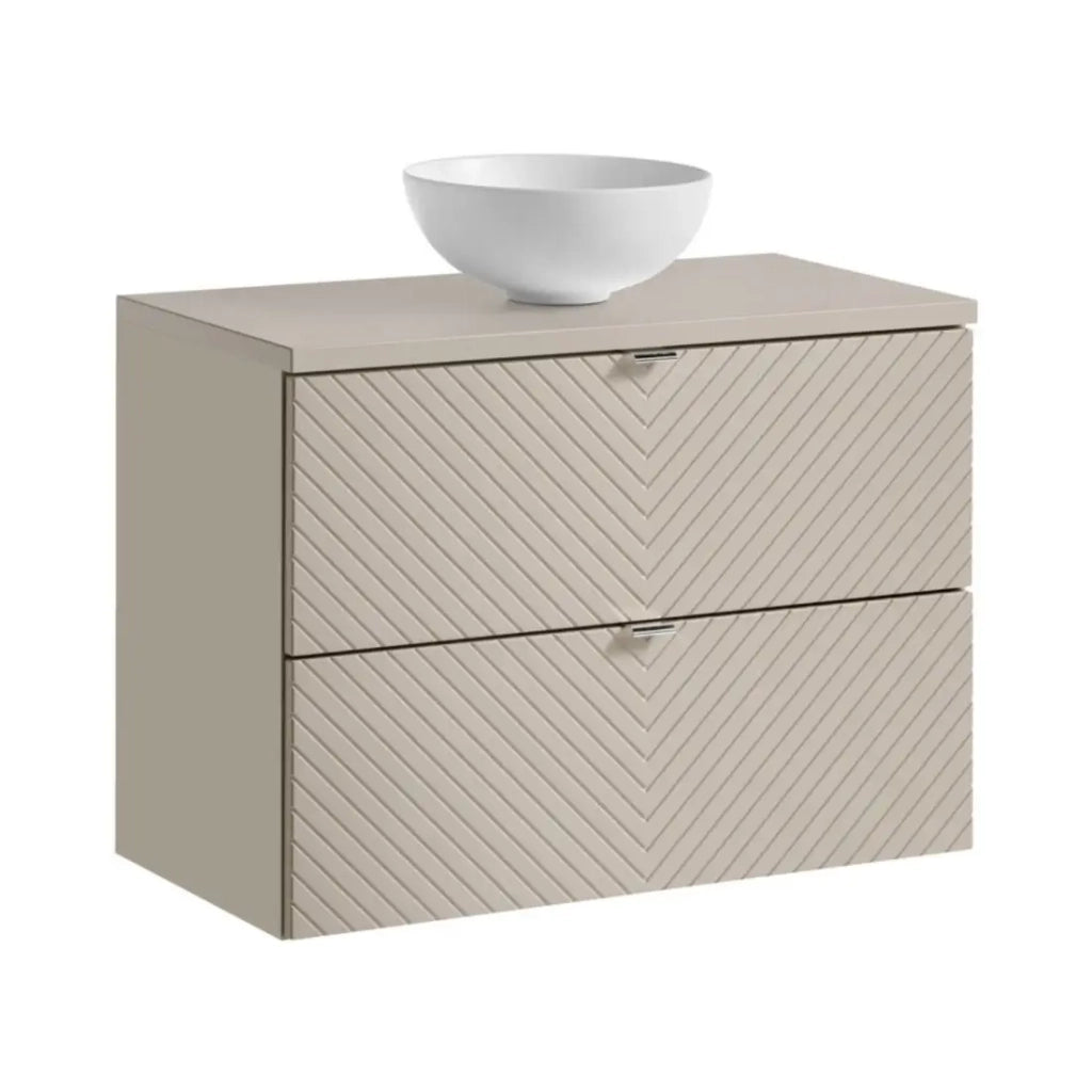 Set da bagno AOKI: mobile sotto lavabo 80cm + piano lavabo + lavabo rotondo bianco da appoggio