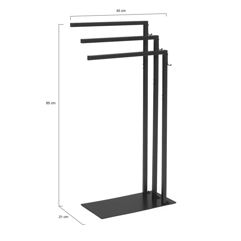 IDMarket - Portasciugamani autoportante con 3 guide laterali DALLAS design industriale in metallo nero