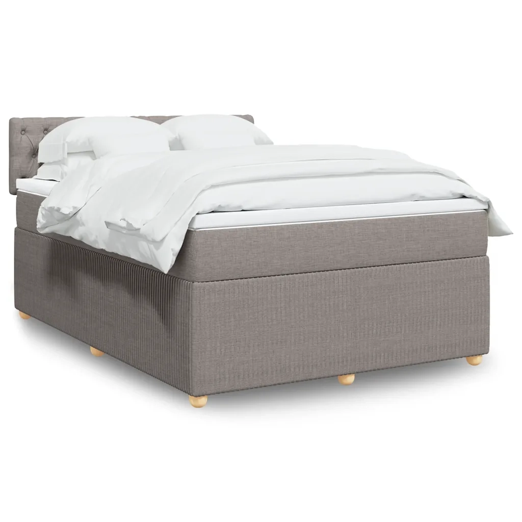 vidaXL Giroletto a Molle con Materasso Tortora 140x190 cm in Tessuto