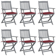 Sedie da Giardino Pieghevoli 6pz con Cuscini in Massello Acacia cod mxl 76122