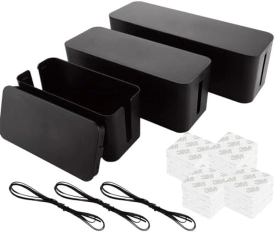 Set di box di gestione cavi, box di organizzazione cavi per strisce di prese, adattatori di ricarica e cavi - Nero