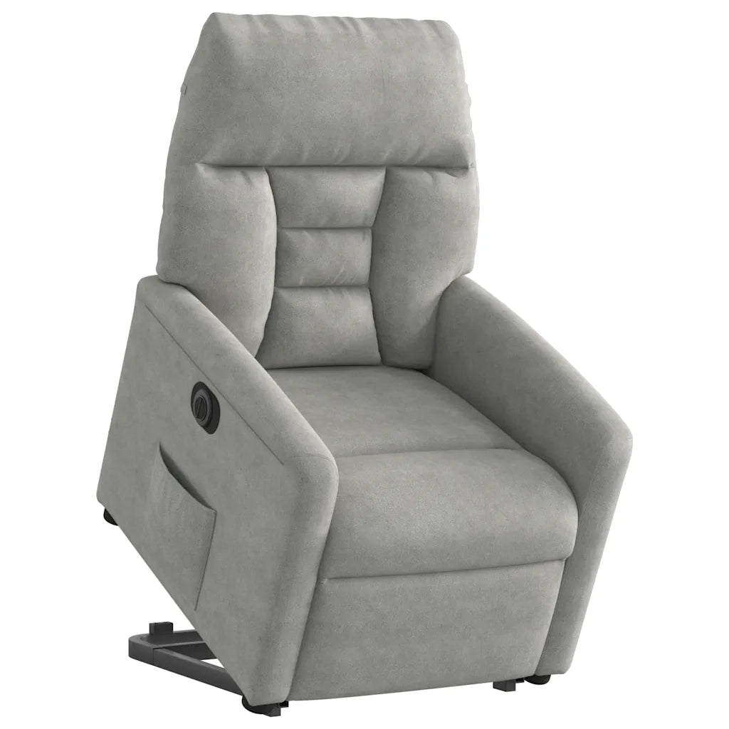 Poltrona a Rialzo Reclinante Elettrica Grigio Chiaro Microfibra 3303102