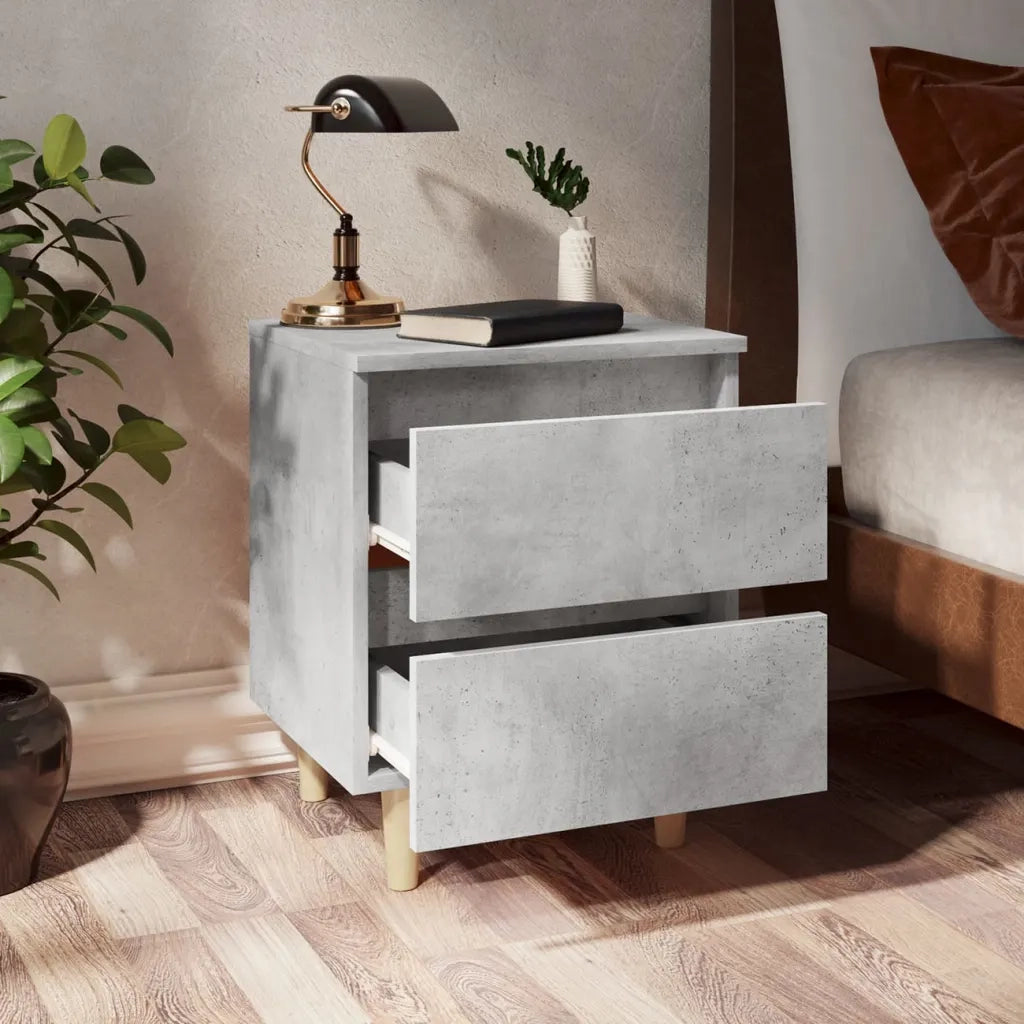 Comodino Gambe in Massello di Pino Grigio Cemento 40x35x50 cm cod mxl 30852
