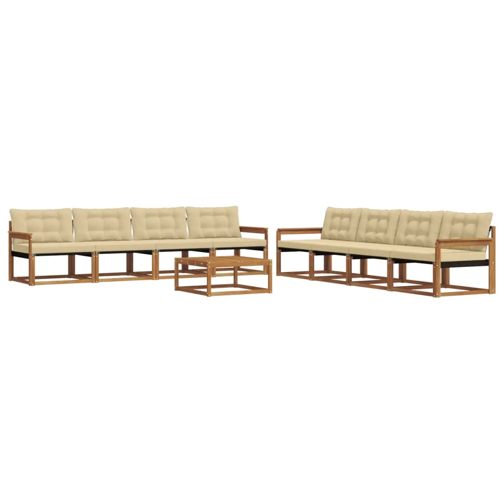Set di divani da esterno con cuscino 9 pcs Naturale e Beige
