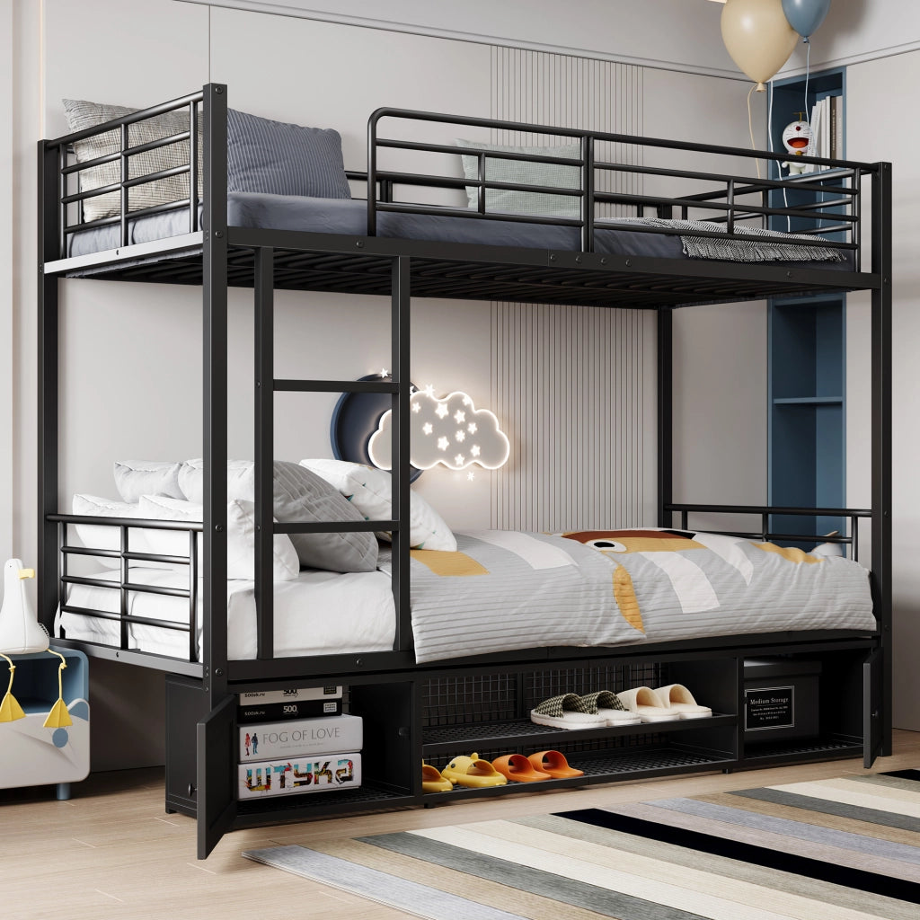 letto a castello metallo nero 90 x 200 cm