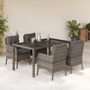 Set da Pranzo da Giardino 5 pz con Cuscini in Polyrattan Grigio 3211856