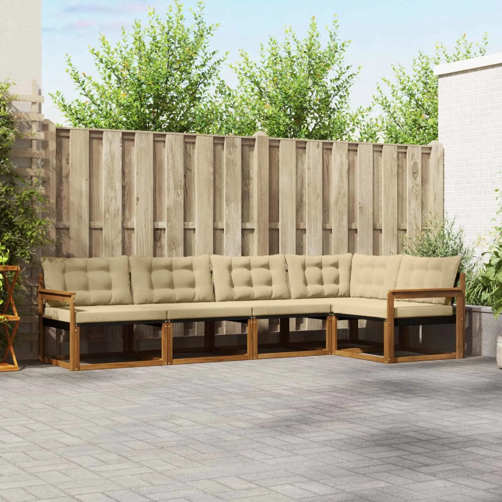 Set di divani da esterno con cuscino 5 pcs Naturale e Beige