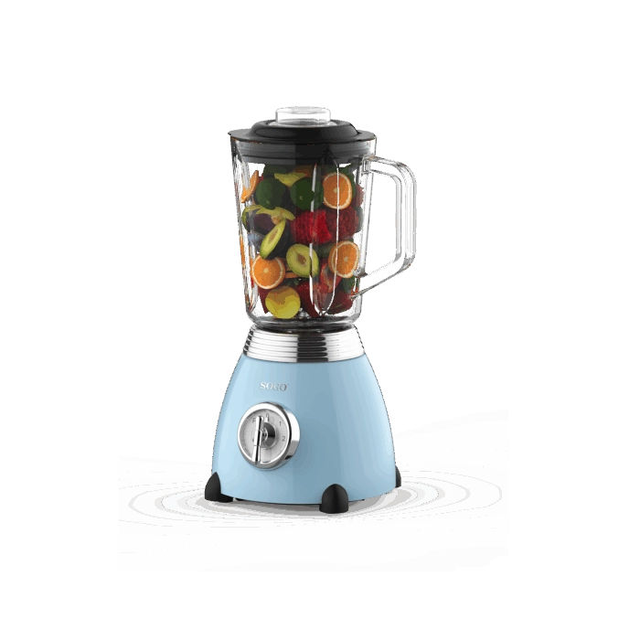 Frullatore a bicchiere in vetro 1,5 litri, 500W, 2 velocità con funzione pulse, lame in acciaio inox - SOGO