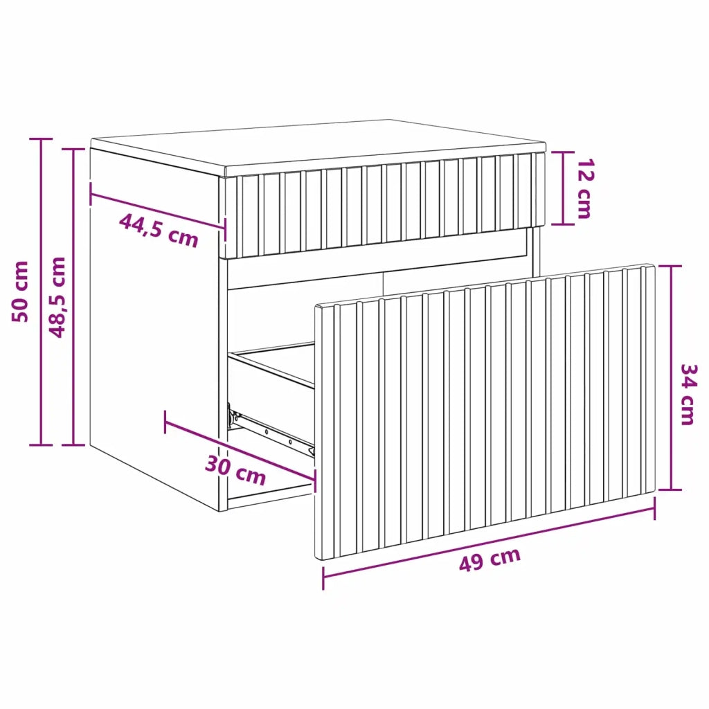 Mobiletto da Bagno a Muro Rovere Sonoma 59 x 44,5 x 50 cm 890634