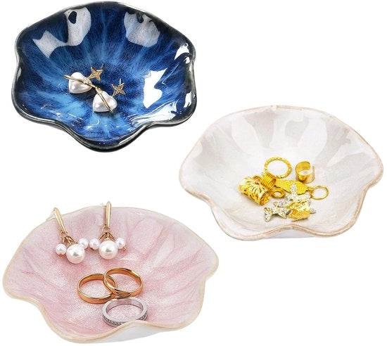 Set di 3 stili di piatti ceramici per gioielli, piatto ceramico per anelli, piatto ceramico decorativo, cassetta ceramica per gioielli, piatto ceramico per gioielli, piccola cassetta per gioielli, per anelli di moda e decorazioni per chiavi (11 cm)