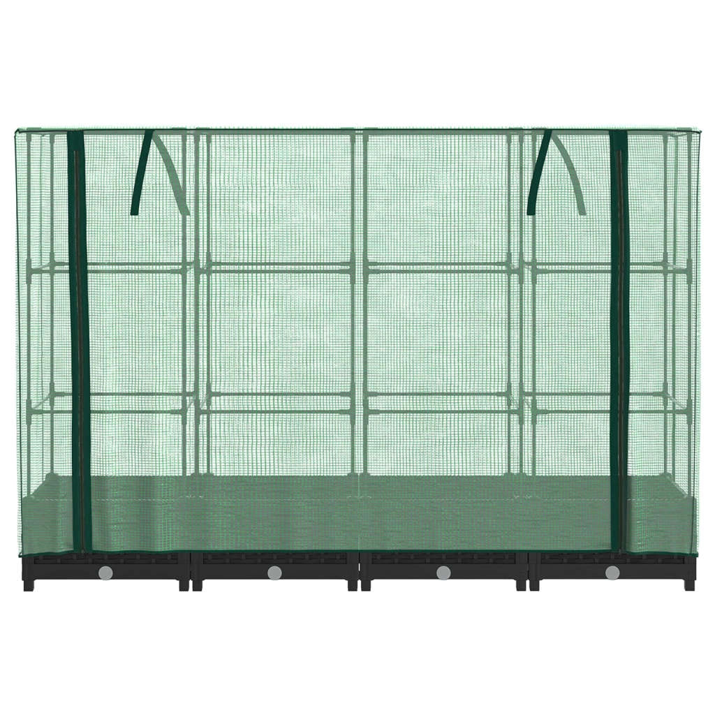 Aiuola rialzata/fioriera con copertura effetto rattan 160 x 40 x 123 cm nero 02_0038747