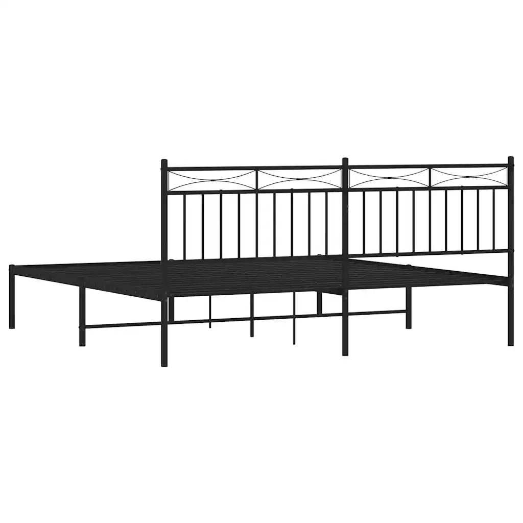 Giroletto con Testiera in Metallo Nero 183x213 cm 373696
