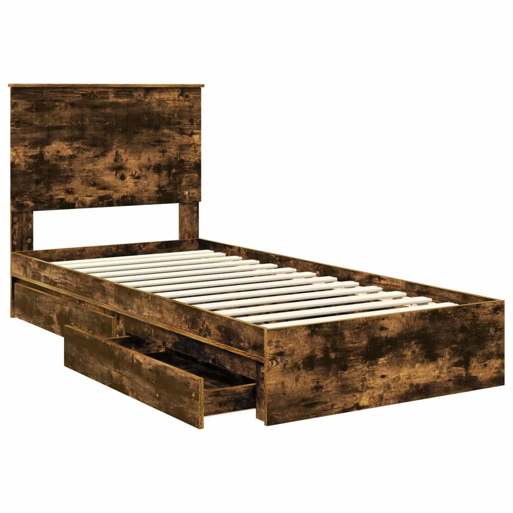Letto con Contenitore Rovere fumé 90 x 190 cm Legno multistrato 3411254