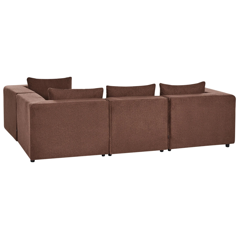 Divano a 4 posti in tessuto bouclè modulare marrone lato sinistro stile minimale moderno