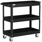Carrello da lavoro con 3 ripiani e ruote ¨C Zephmum ¨C Nero, acciaio, 83x35.3x76 cm