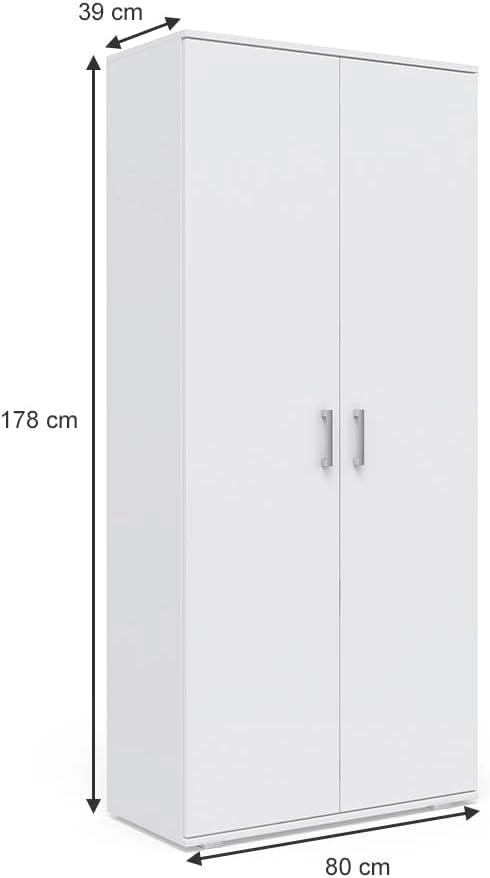 Mobile porta scarpe Torge, Bianco, 80 x 178 cm, per la conservazione e l’organizzazione delle scarpe nell’ingresso