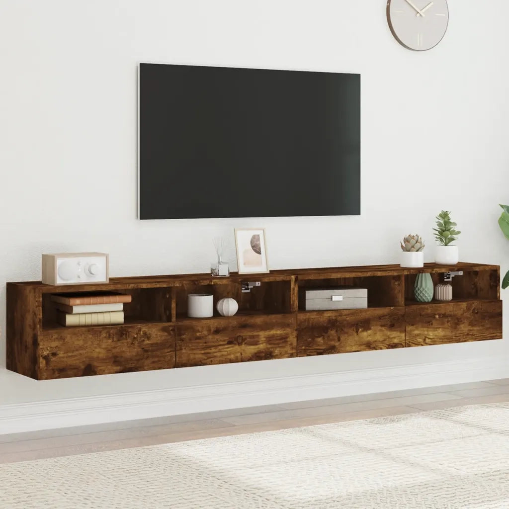 Mobili TV Parete 2pz | Armadietto TV | Mobile Porta TV Rovere Fumo 100x30x30 cm Legno Multistrato