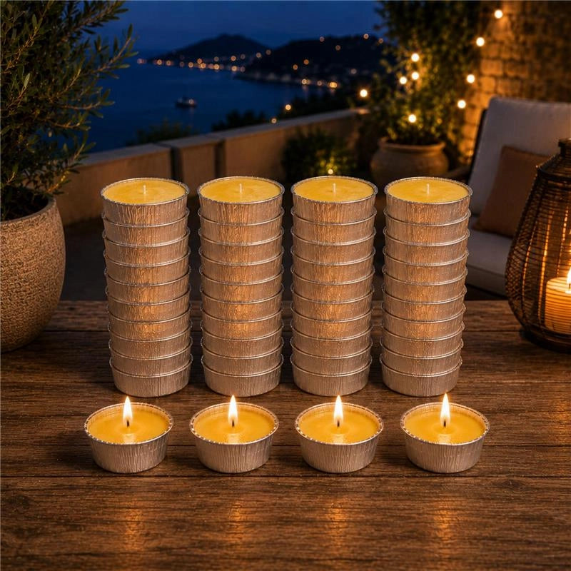 SET 48 CANDELE ALLA CITRONELLA BASE IN ALLUMINIO PER USO ESTERNO CON SPAGO DURATA +10H