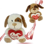 Trade Shop - Peluche Cane Con Cuore Scritta "i Love You" 30cm Idea Regalo San Valentino 93703 -