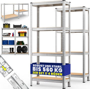 Scaffale ad alta portata 2 pezzi in metallo capacità di carico totale kg 170x75x30cm 4 ripiani in MDF