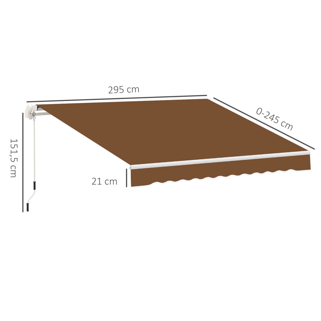 Tenda da Sole a Braccio Estensibile con Manovella ¨C Xylo ¨C Alluminio Poliestere 295x245 cm Marrone