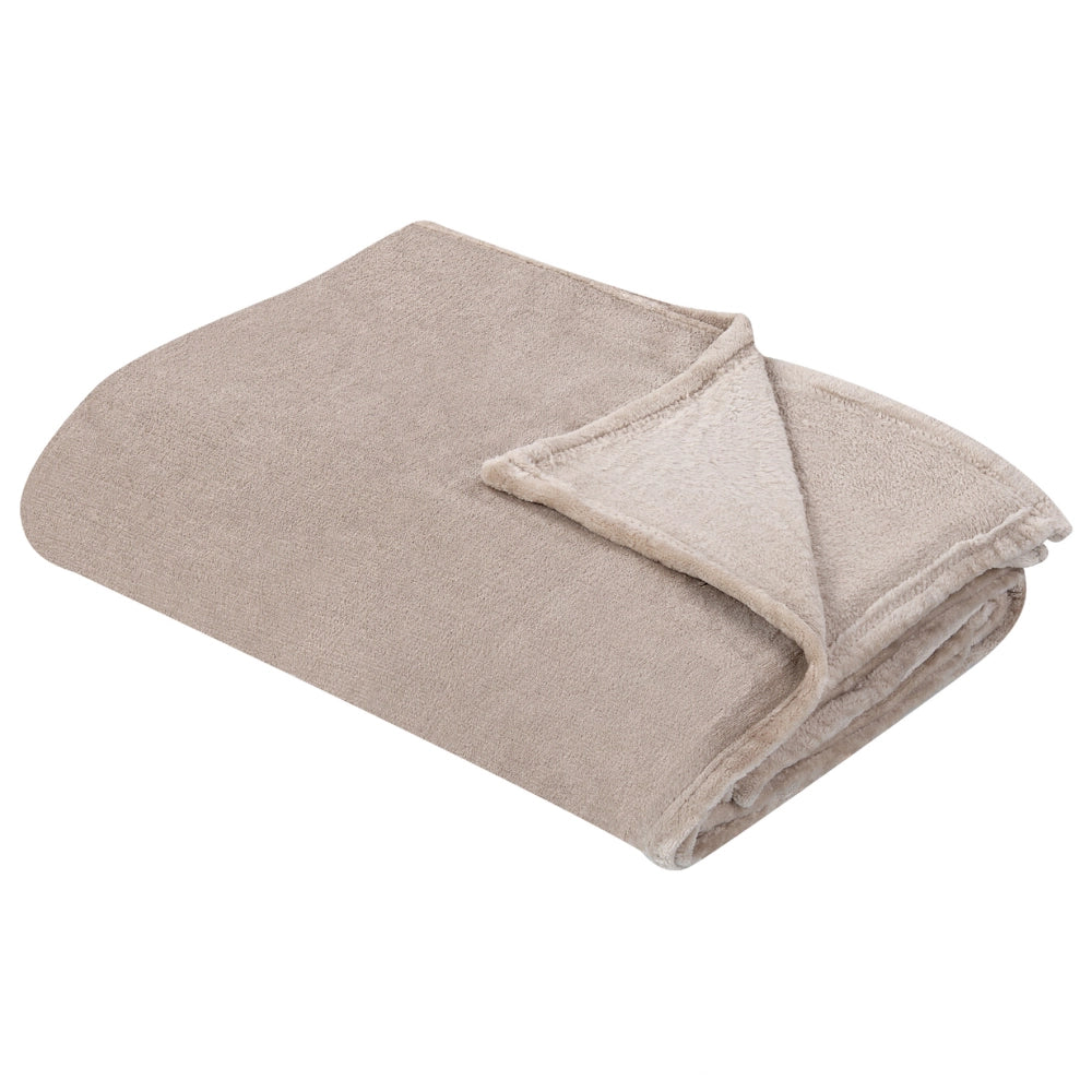 Coperta plaid in poliestere beige 150 x 200 cm morbido durevole letto divano soggiorno stile classico