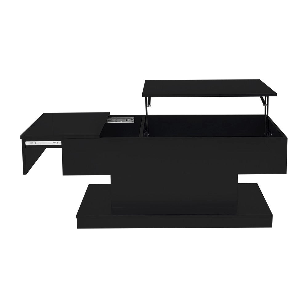 Tavolino da Caff¨¨ con LED e Piano Sollevabile ¨C Xylo ¨C Legno Lucido, 100x50x45 cm