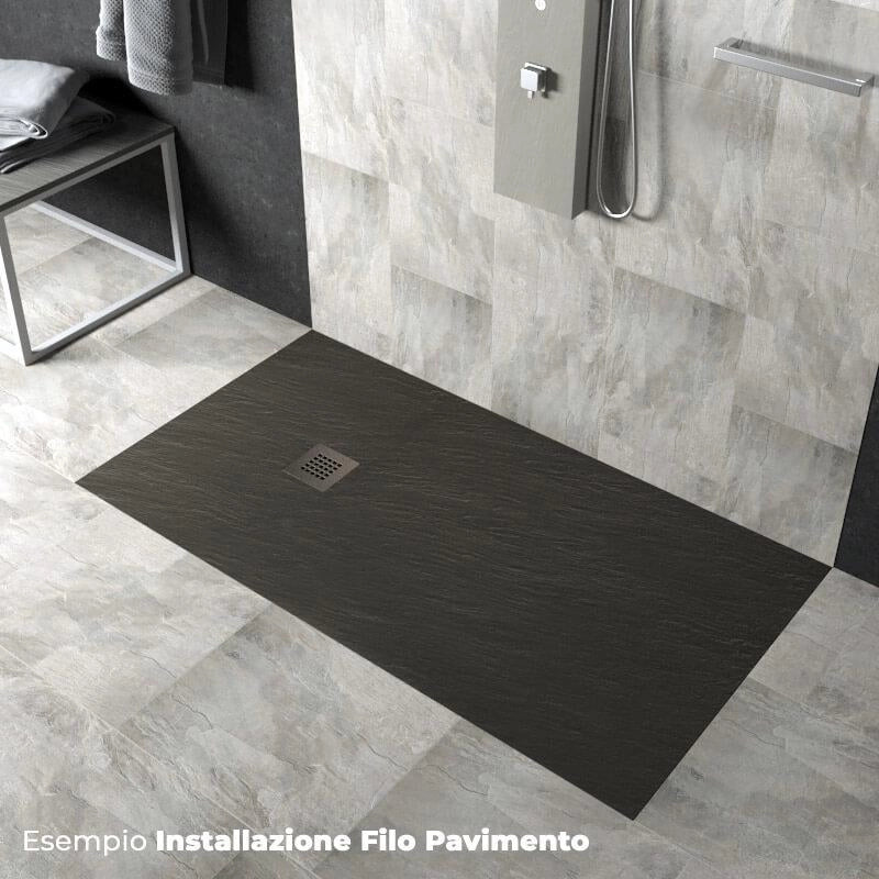 Piatto Doccia in Pietra 70x160 cm Pedrinelli Ardesia Stone Side Grigio Scuro