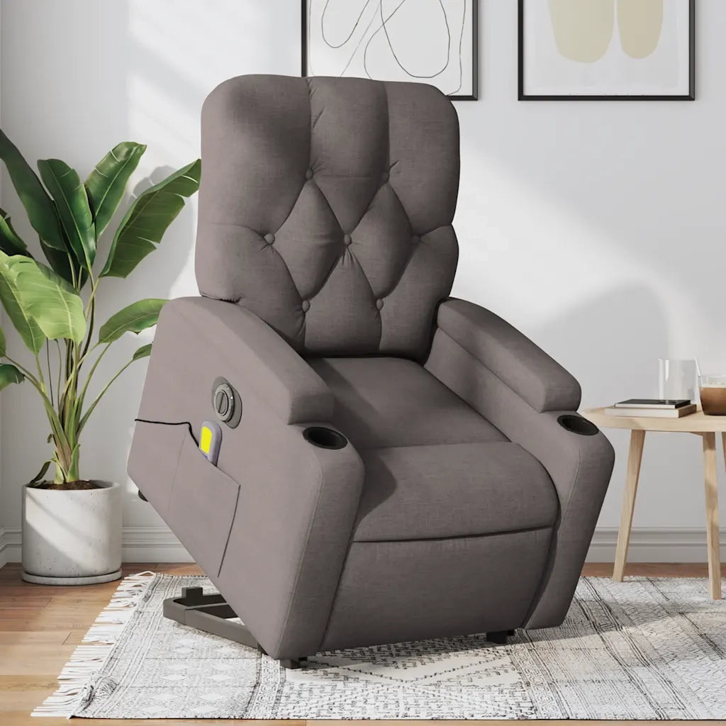 Poltrona Alzapersona Massaggiante Elettrica Tortora in Tessutocod mxl 133003