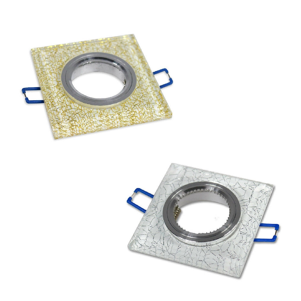 Trade Shop - Portafaretto Incasso Per Faretto Quadrato P16 Vetro Glitterato Bianco Argento Oro -