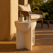 Galeli, Tavolino da Salotto Adatto per Indoor/outdoor, 41x56x41h cm Bianco Marmo