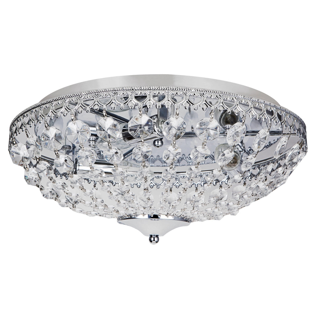 Plafoniera Rotonda Lydia con Cristalli Artificiali Pendenti Ø40 cm Cromo [lux.pro]