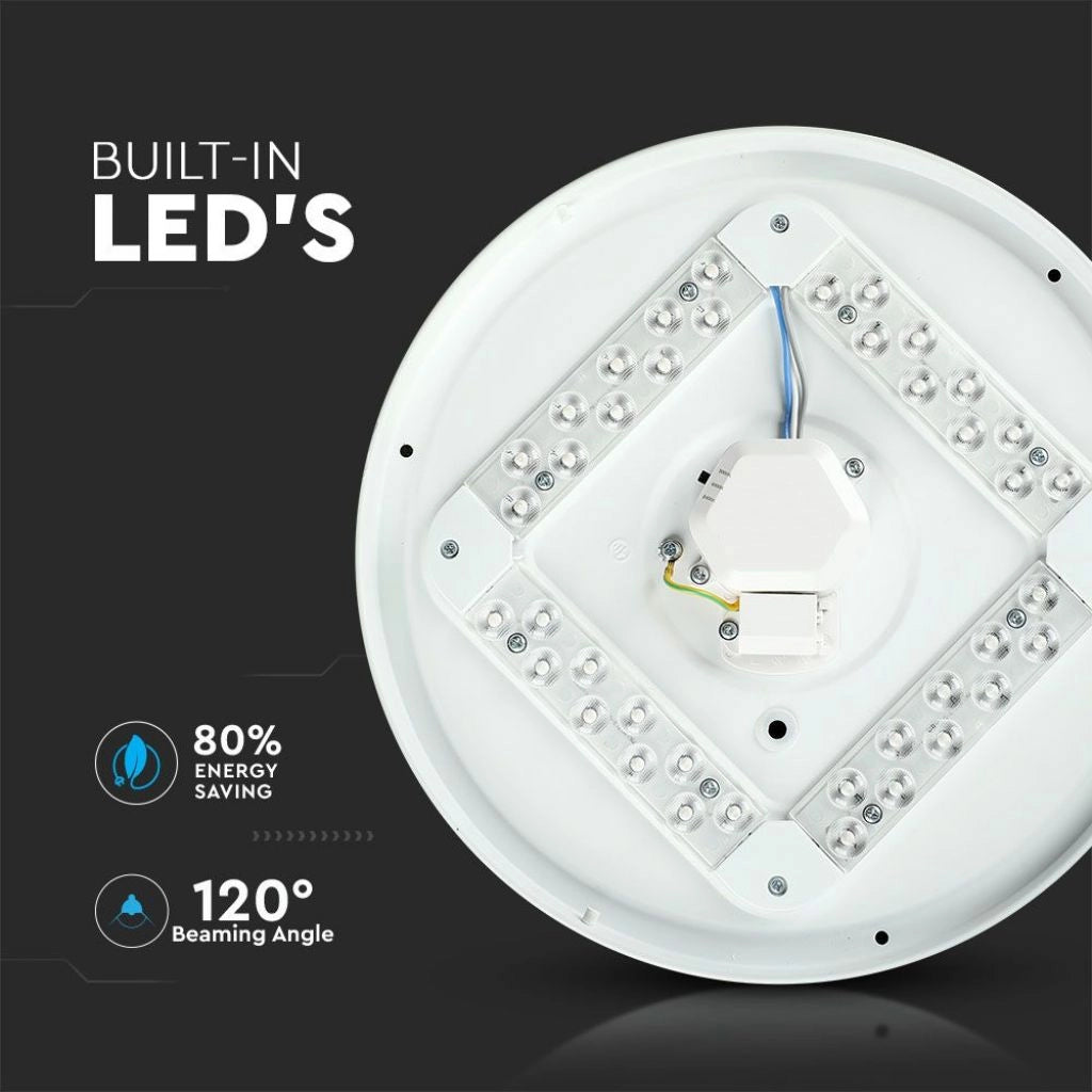 V-TAC VT-8436 Plafoniera LED Rotonda 36W con Interruttore Cambia Colore 3 in 1 Satinata d: 480mm h: 65mm - SKU 7609