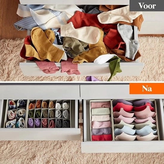 Set di organizzatori di carico per tessuti da 12 pezzi per sottovesti e lingerie, contenitori pieghevoli in tessuto grigio chiaro