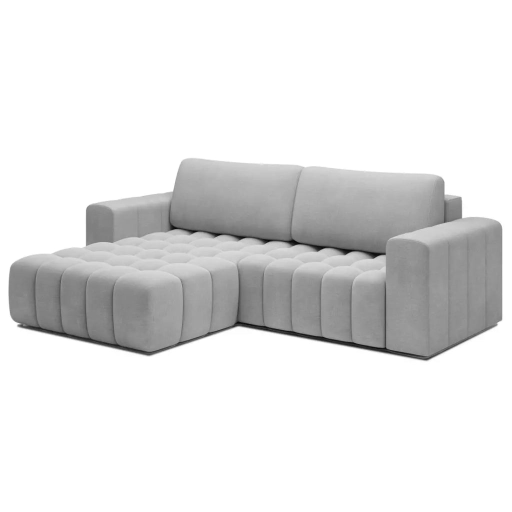 Divano angolare convertibile DORY grigio 250 cm con vano contenitore angolo sinistro