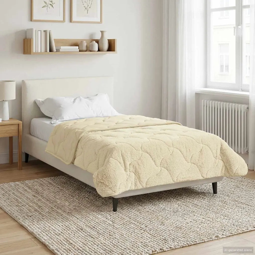 Duvet Invernale Crema 155 x 220 cm Microfibra e Fleece Teddy 42026368