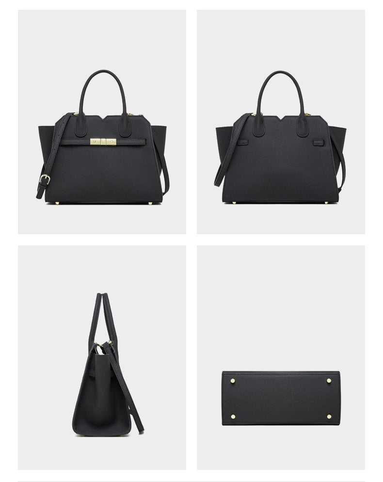 Borsa a tracolla da donna in vera pelle, colore nero.
