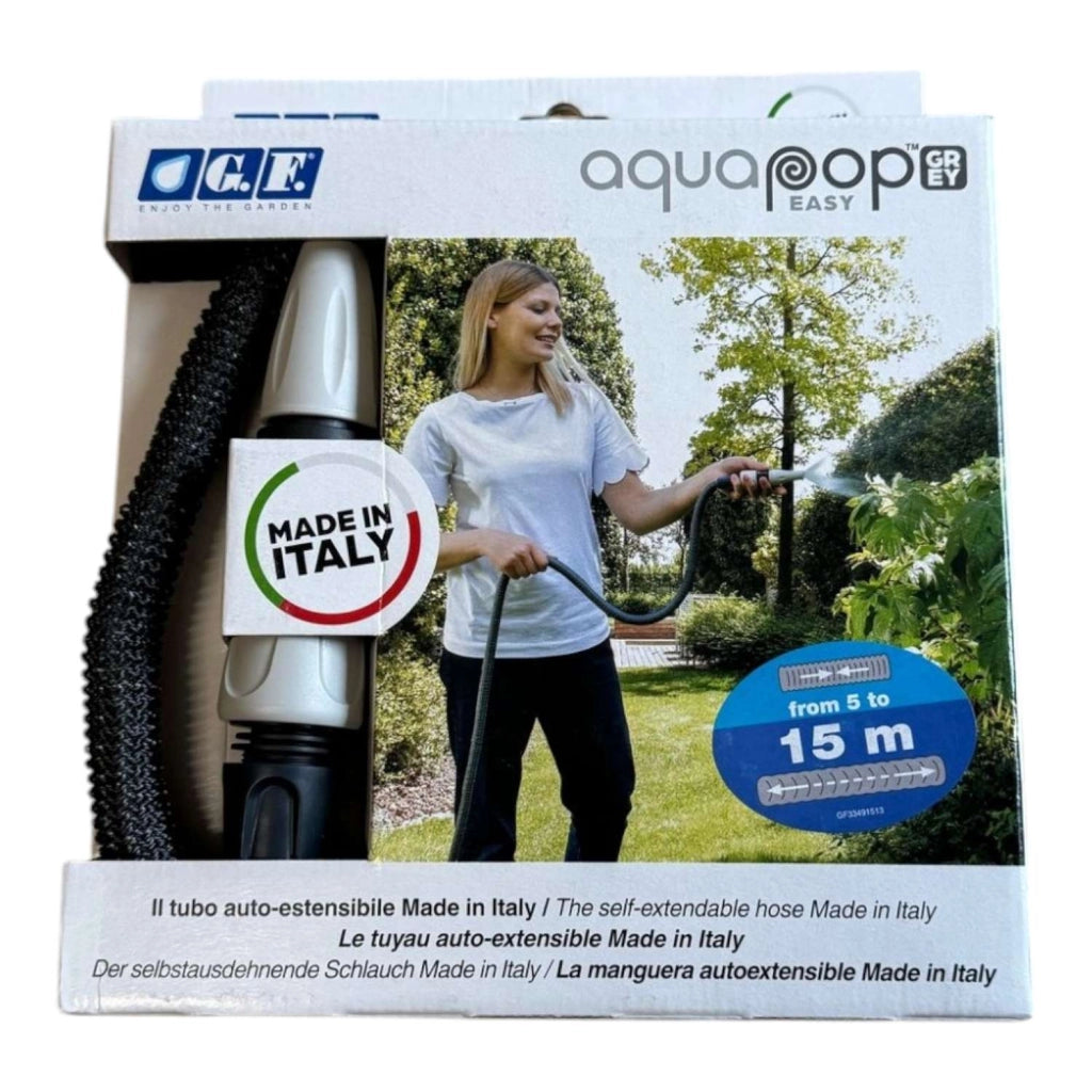 TUBO DA GIARDINO ESTENSIBILE AQUAPOP CON RACORDI FINO A  MT. 15