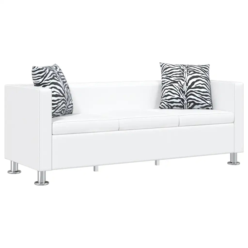 Set Divani a 2 e a 3 Posti in Similpelle Bianco  cod mxl 7702