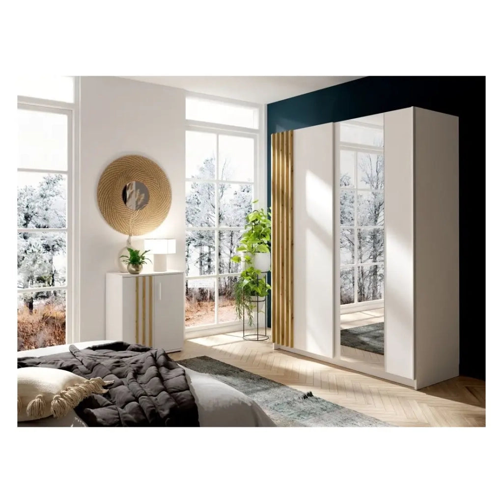 Cassettiera VARIA - 2 Porte - Design moderno colore bianco e rovere artigianale