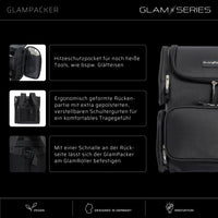 GlamSeries GlamPacker Zaino porta trucchi ergonomico ed espandibile, borsa per il trucco con scomparto con protezione termica, ideale per truccatori e parrucchieri