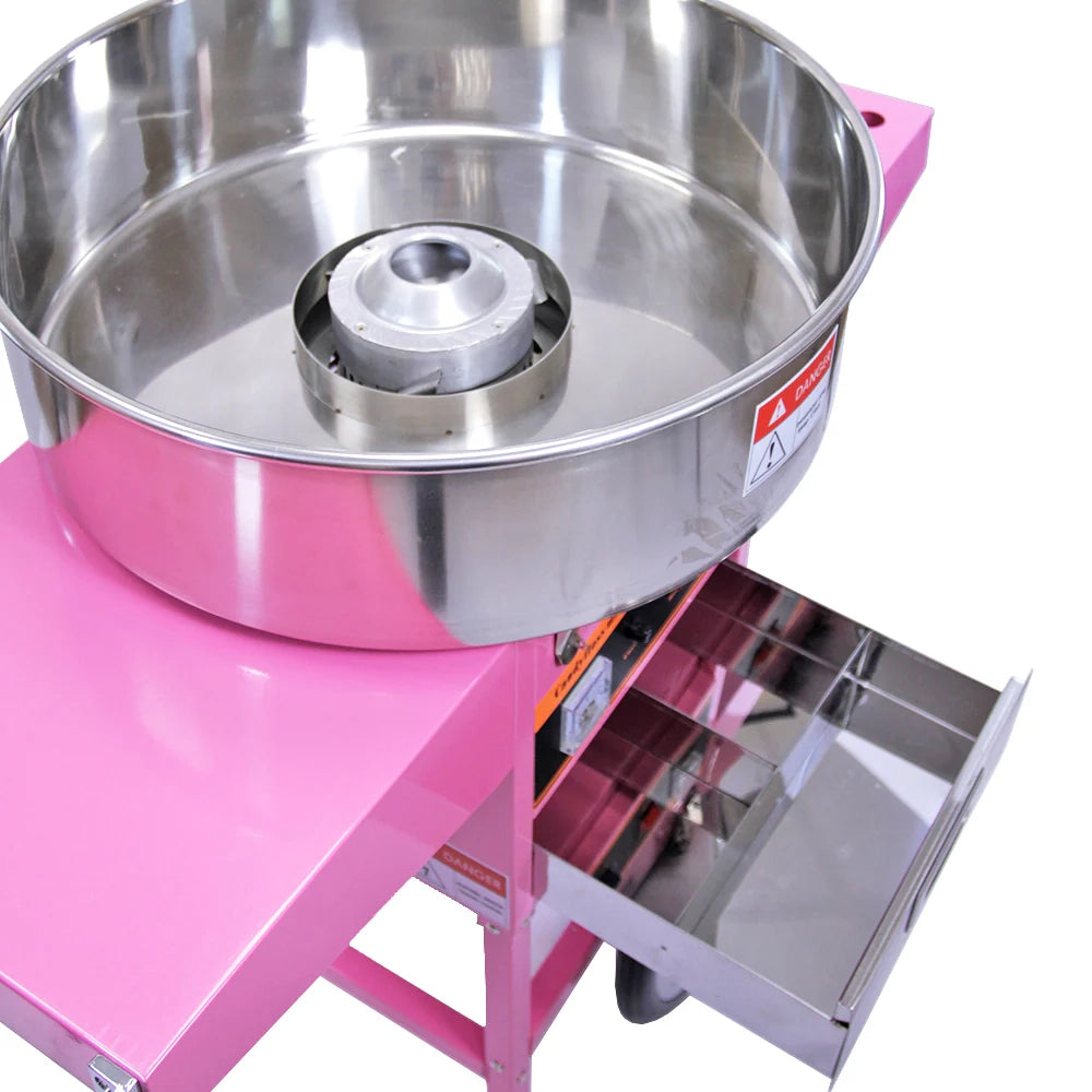 Macchina Zucchero Filato Rosa con Carrello e Cupola 50 cm Kukoo
