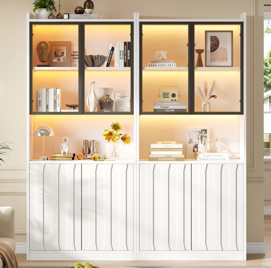 VETRINA LED Bluetooth 160x35x200 cm Bianca Set da 2 pezzi