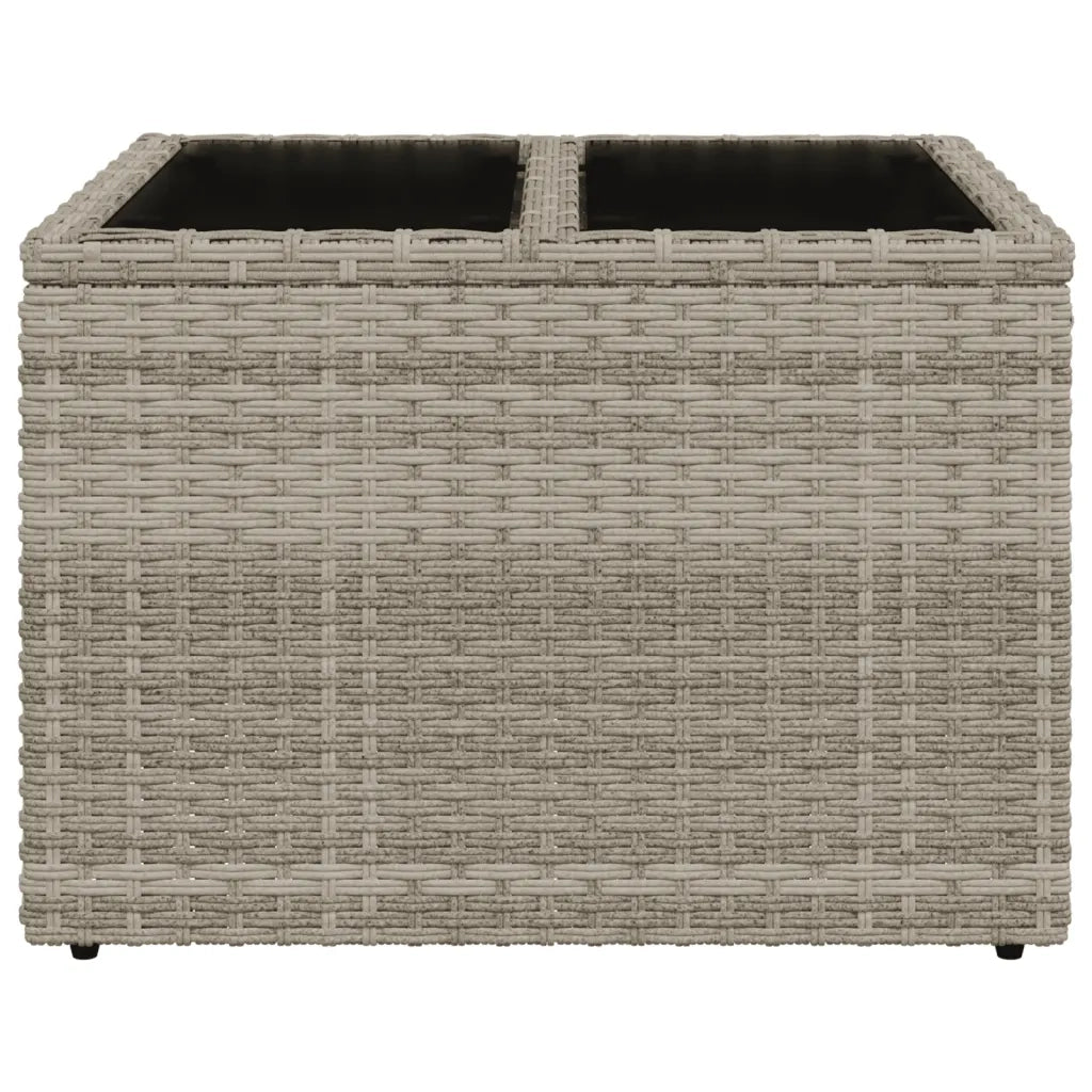 Tavolo Giardino Piano Vetro Grigio Chiaro 55x55x37cm Polyrattan
