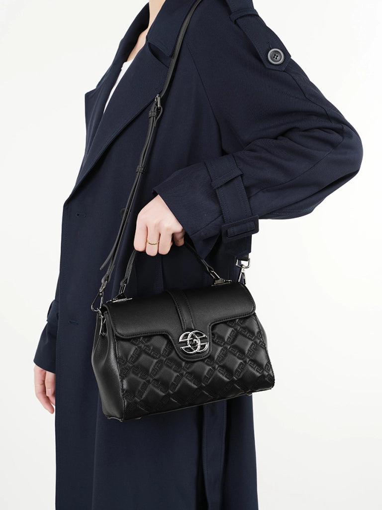 Borsa a tracolla da donna in vera pelle, borsa tote in pelle nera