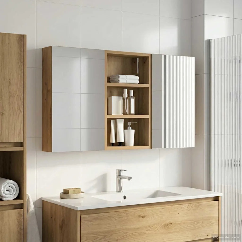 Set di Armadi da Bagno con lo scaffale 3 pcs 90 x 10,5 x 50 cm 3403671