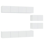Set di mobili da 6 pezzi tra cui armadio credenza mobile TV televisore per soggiorno camera da letto salotto legno ingegnerizzato bianco 02_0025024