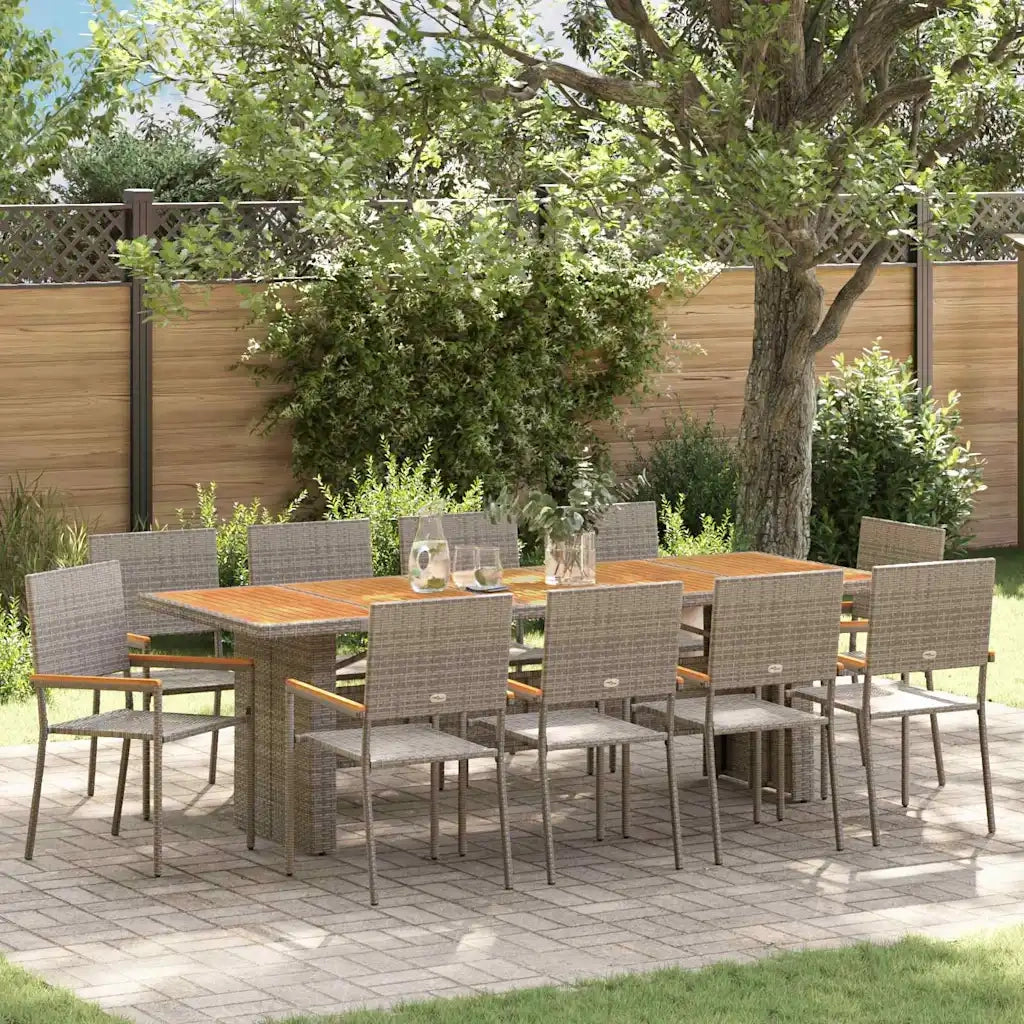 Set da Pranzo per Giardino 11 pcs Grigio polyrattan 3365423