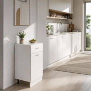 Kitchen Drawer Storage Cabinet 40x46x81.5 Cm MDF Material Matte White Floor Standing Organization System For Kitchen Space Optimization