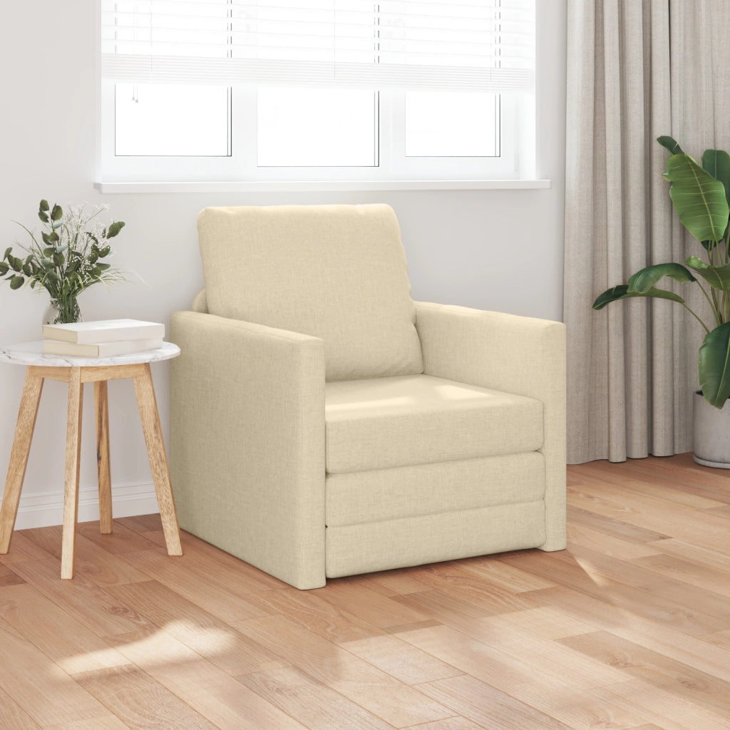 Divano Letto 2 in 1 Panna 74x77x81 cm Tessuto